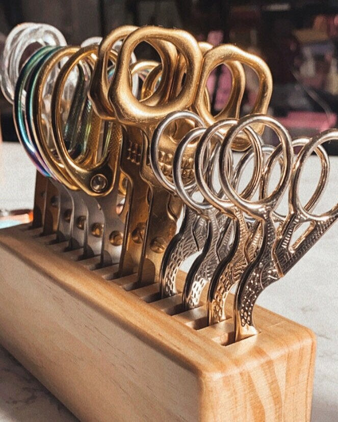 Wooden Embroidery Scissor Storage Block