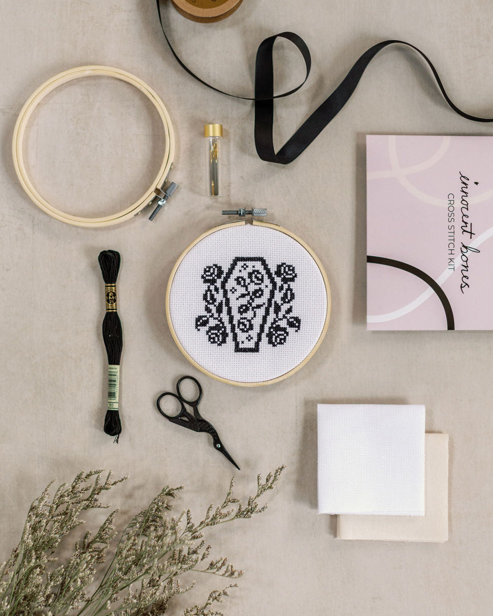 'Coffin & Roses' Cross Stitch Kit