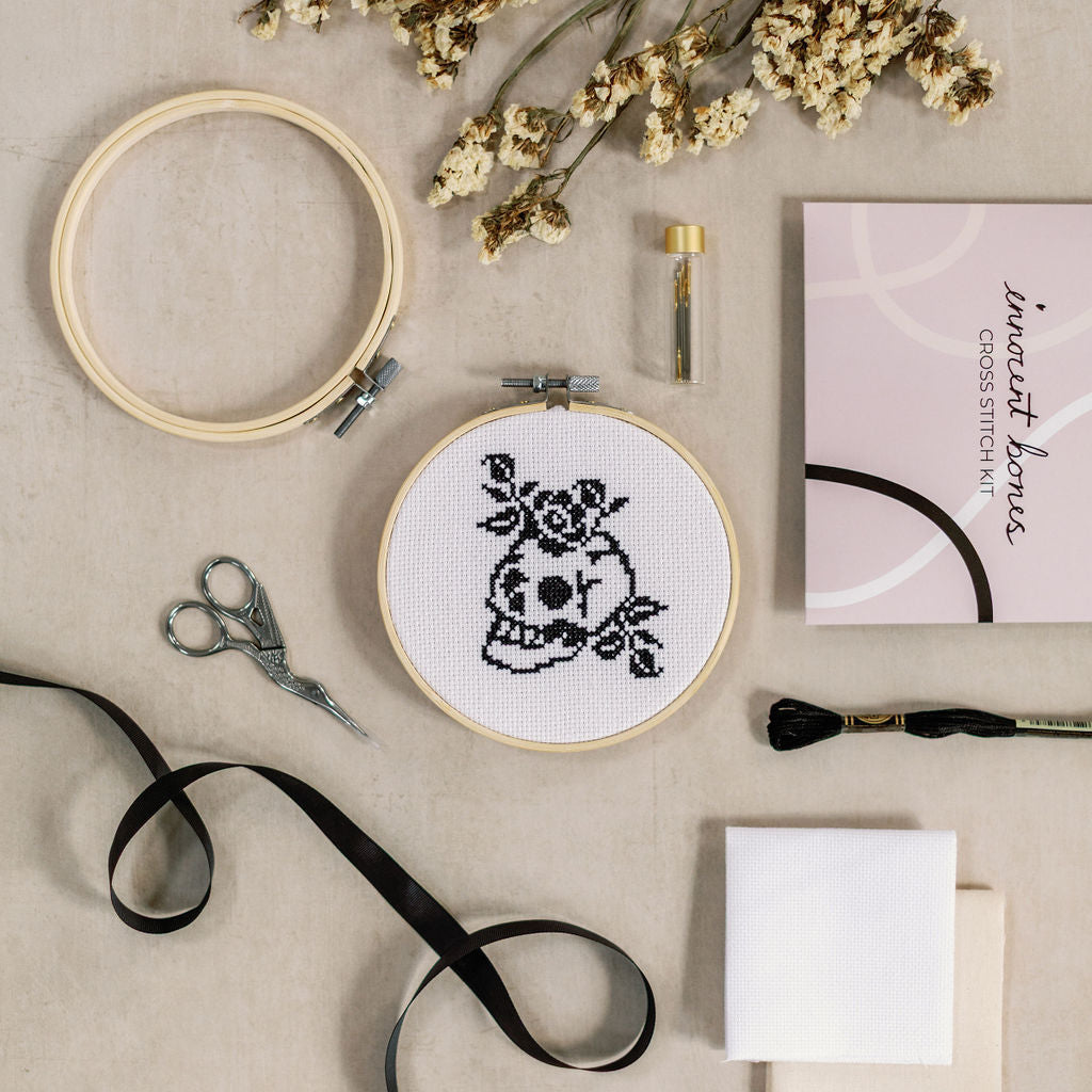 'Skull & Roses' Cross Stitch Kit