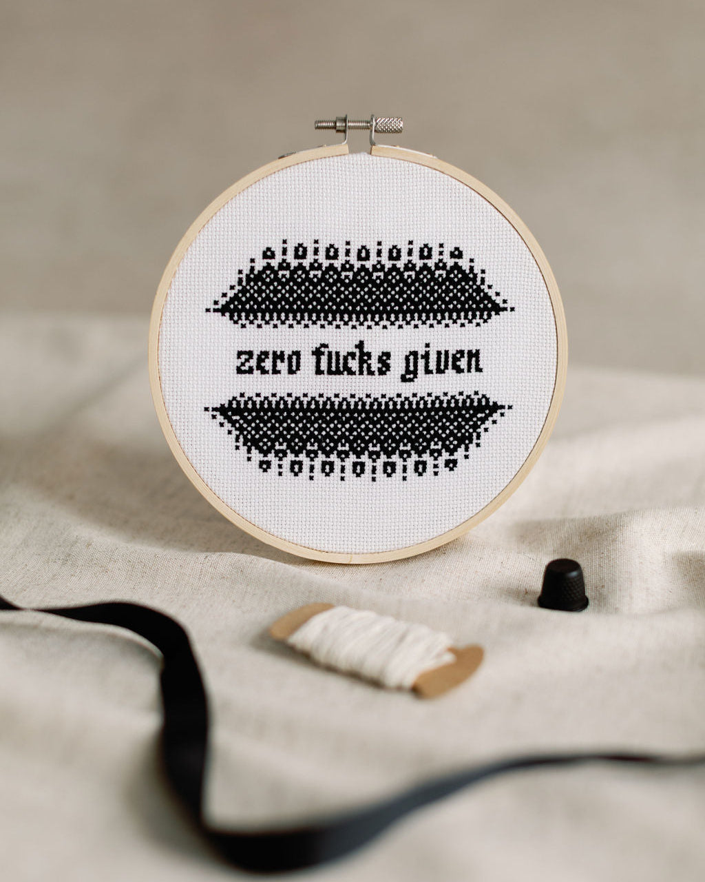 'Zero Fucks Given' Cross Stitch Kit