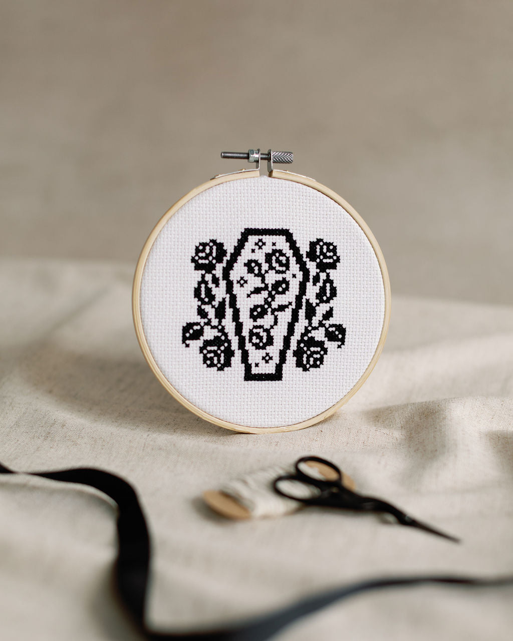 'Coffin & Roses' Cross Stitch Kit