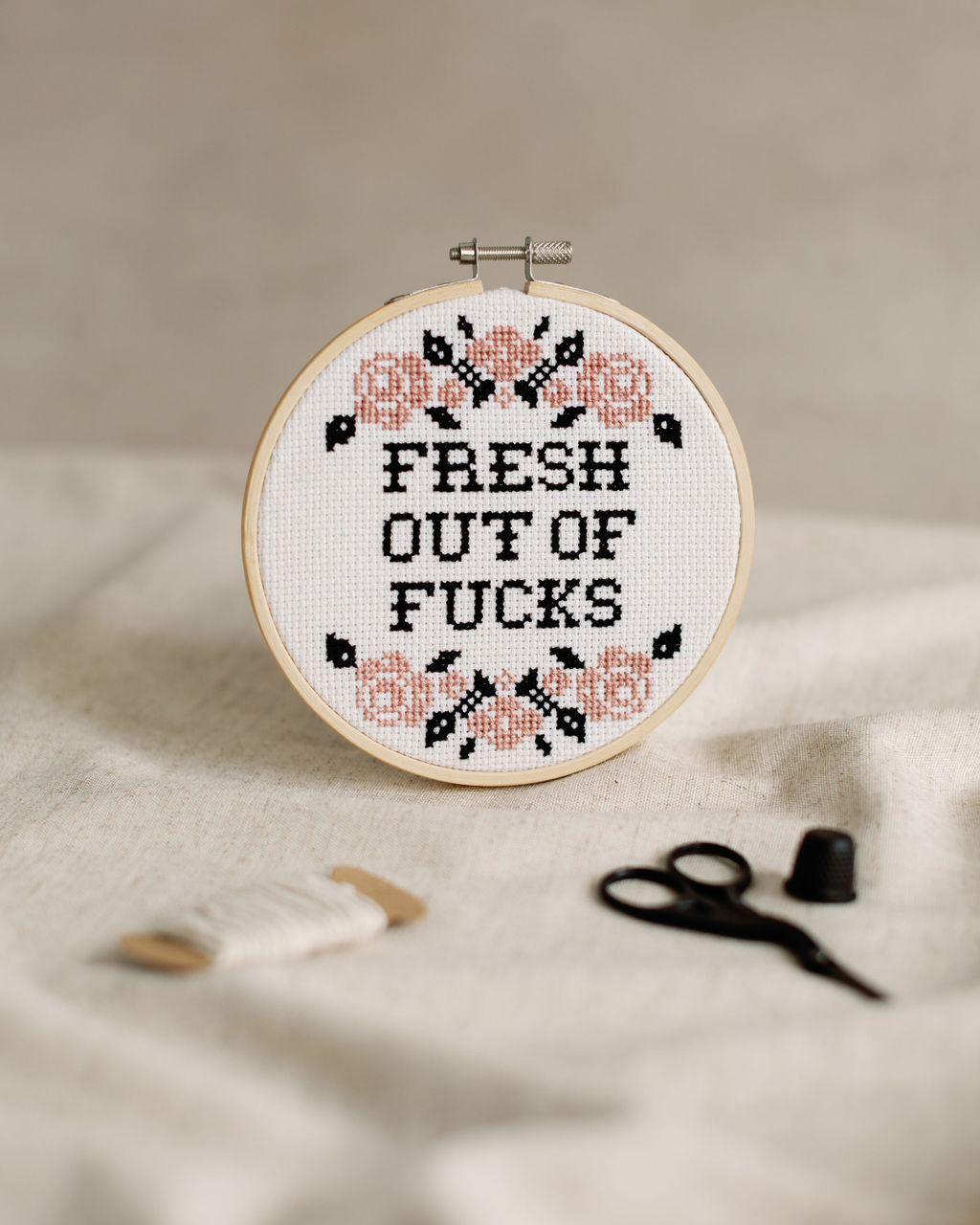 'Fresh Out Of Fucks' Cross Stitch Kit