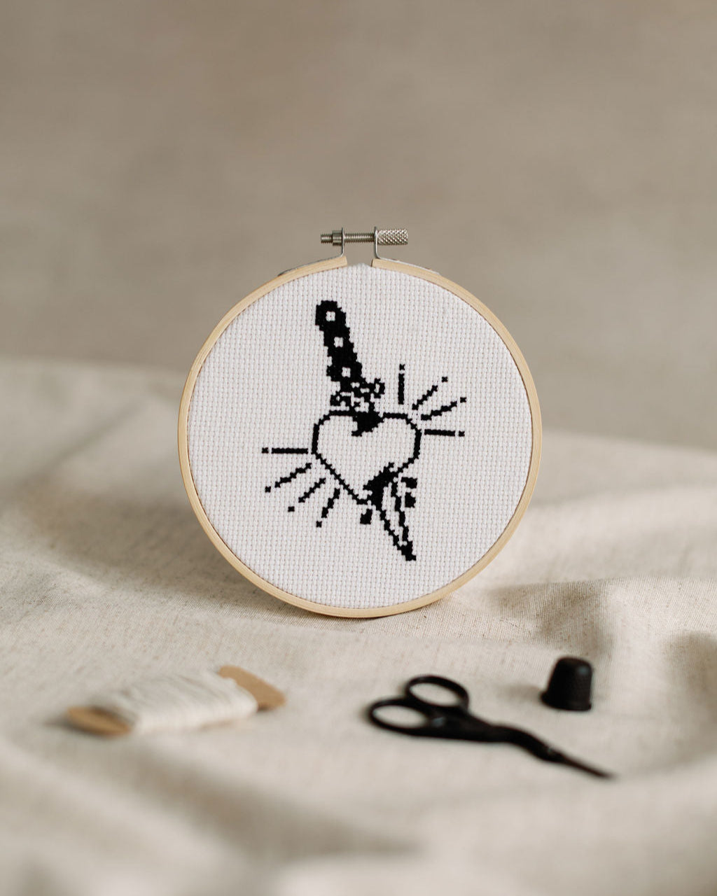 'Heart & Dagger' Cross Stitch Kit