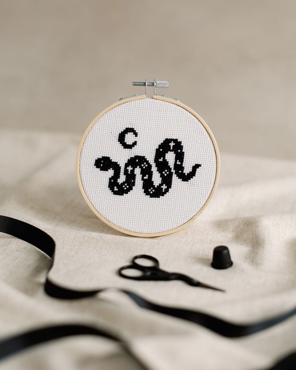 'Snake & Moon' Cross Stitch Kit