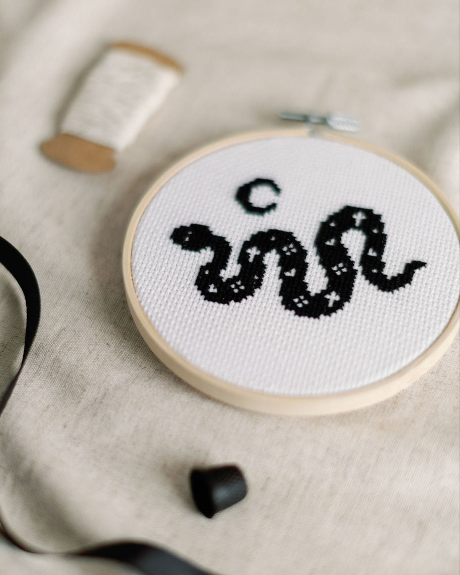 'Snake & Moon' Cross Stitch Kit