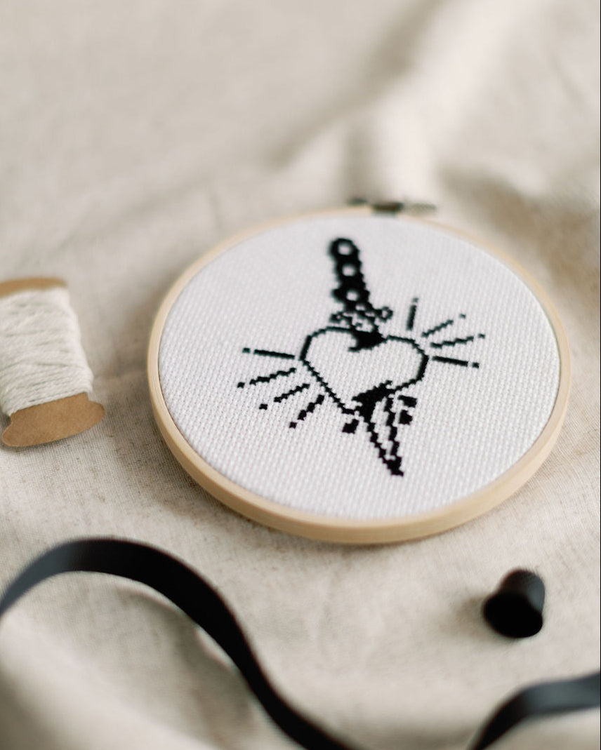 'Heart & Dagger' Cross Stitch Kit
