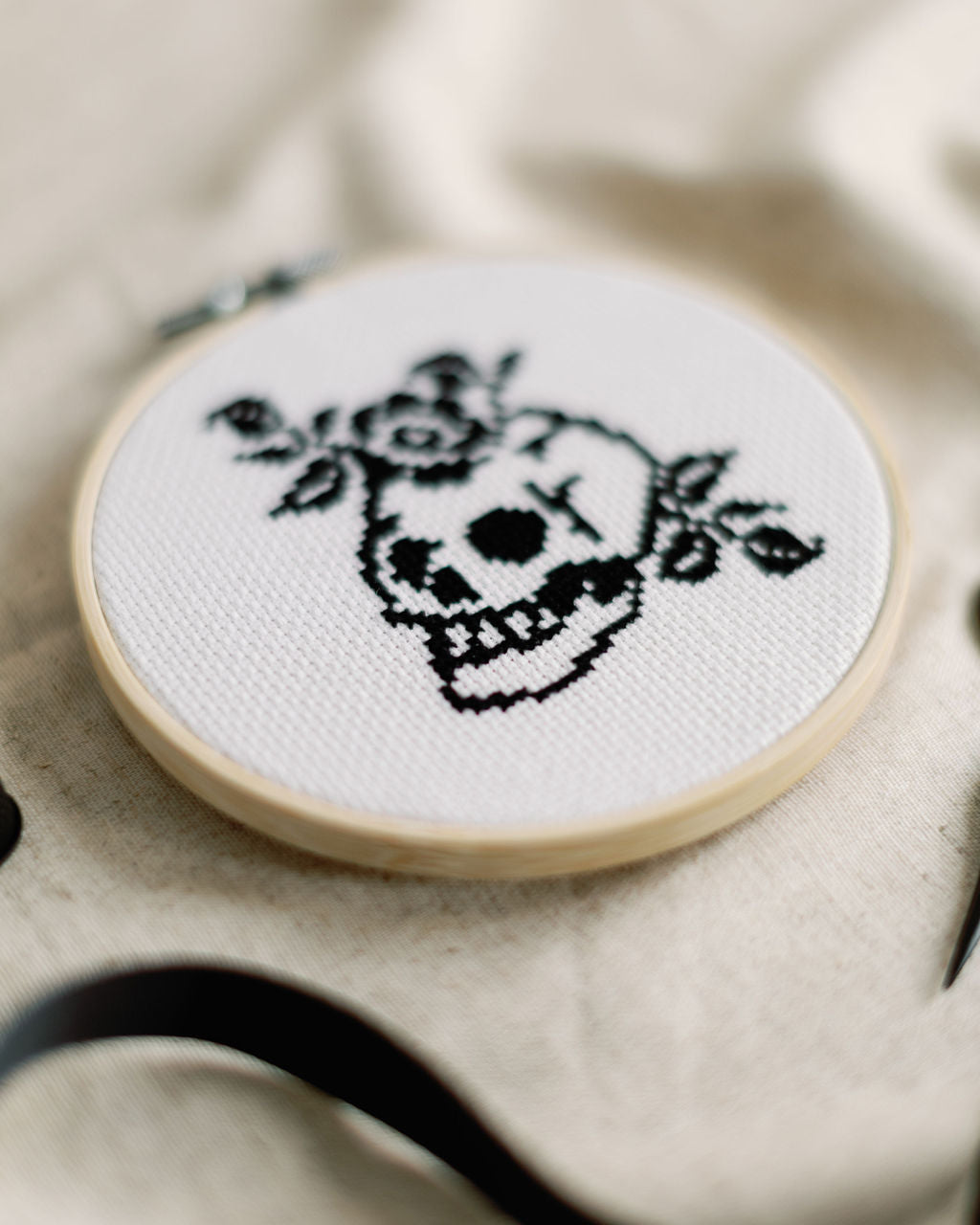 'Skull & Roses' Cross Stitch Kit