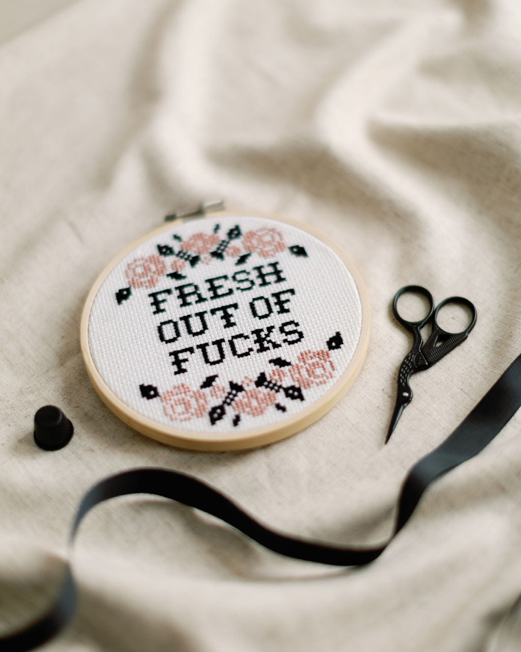 'Fresh Out Of Fucks' Cross Stitch Kit