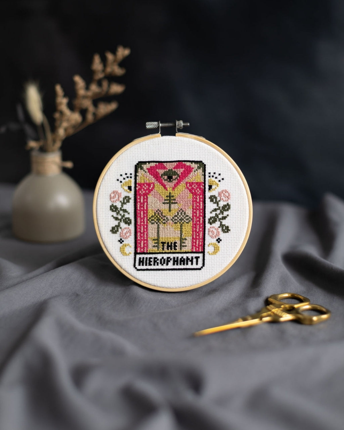 hierophant tarot cross stitch design