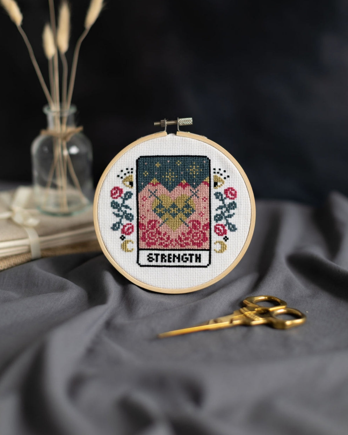 strength tarot cross stitch design