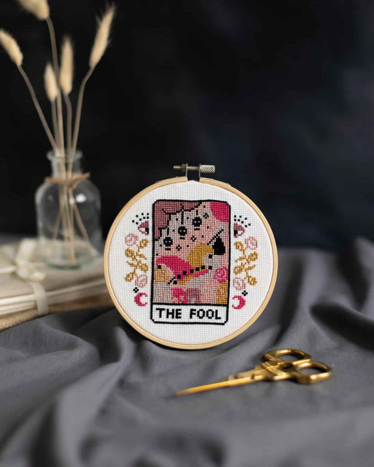 The fool tarot cross stitch design