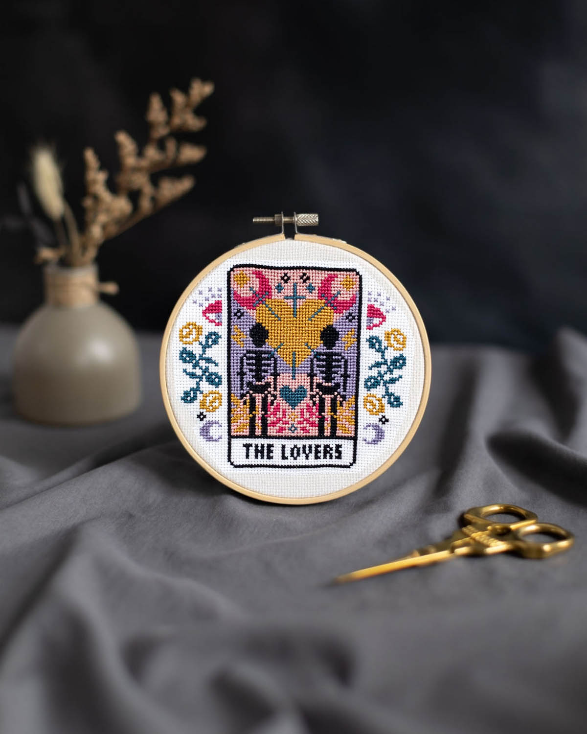 The lovers tarot cross stitch design