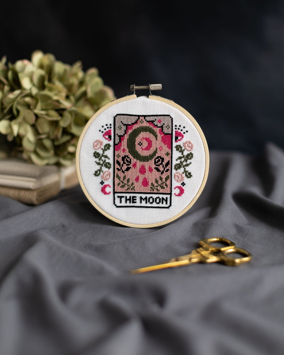 The moon tarot cross stitch design
