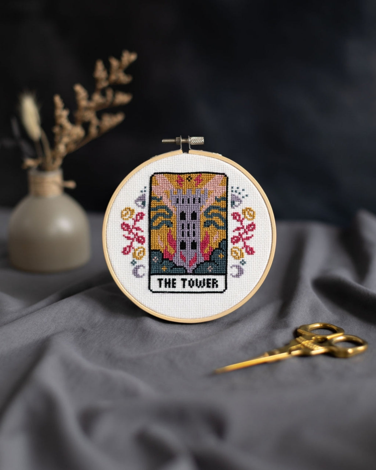 The tower tarot cross stitch design