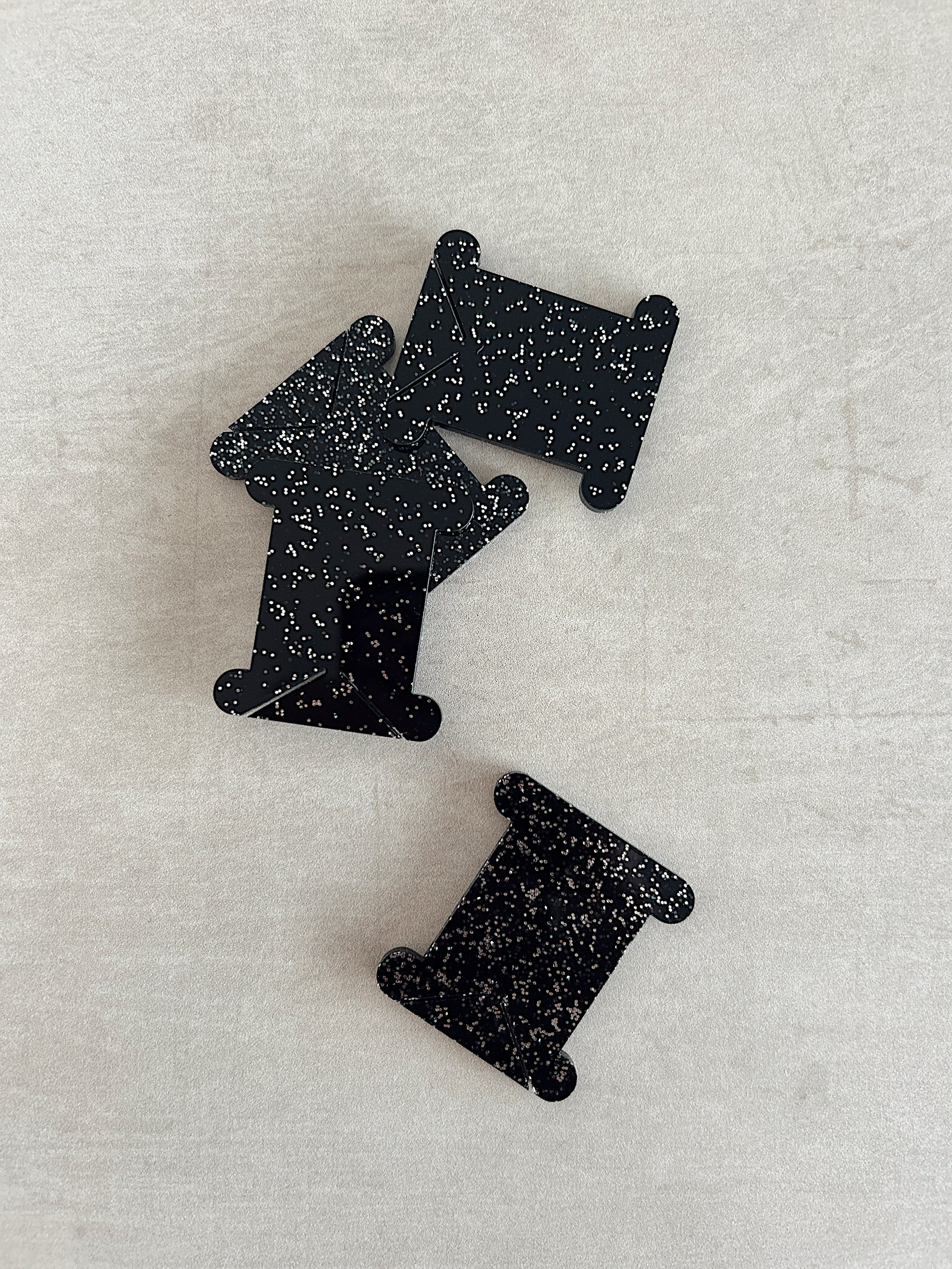 Black Glitter Acrylic Bobbins