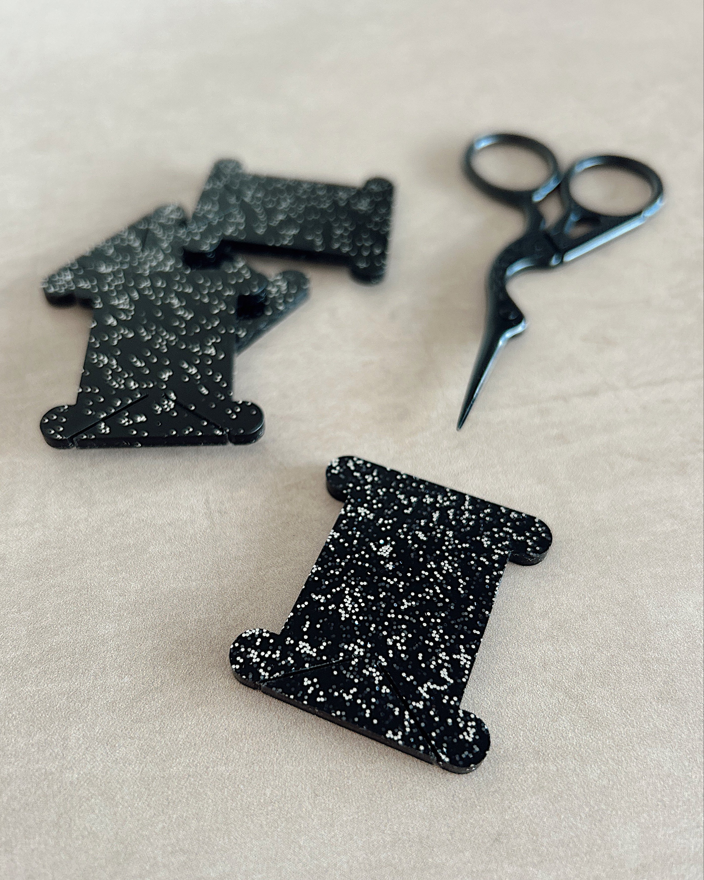 Black Glitter Acrylic Bobbins