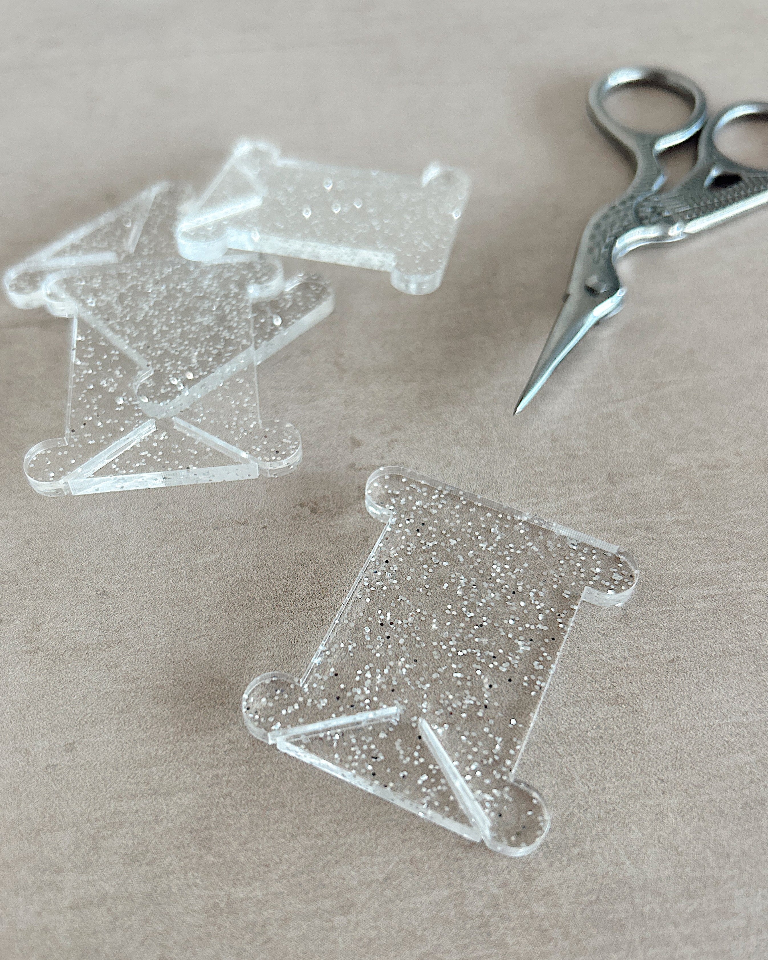 Clear Glitter Acrylic Bobbins