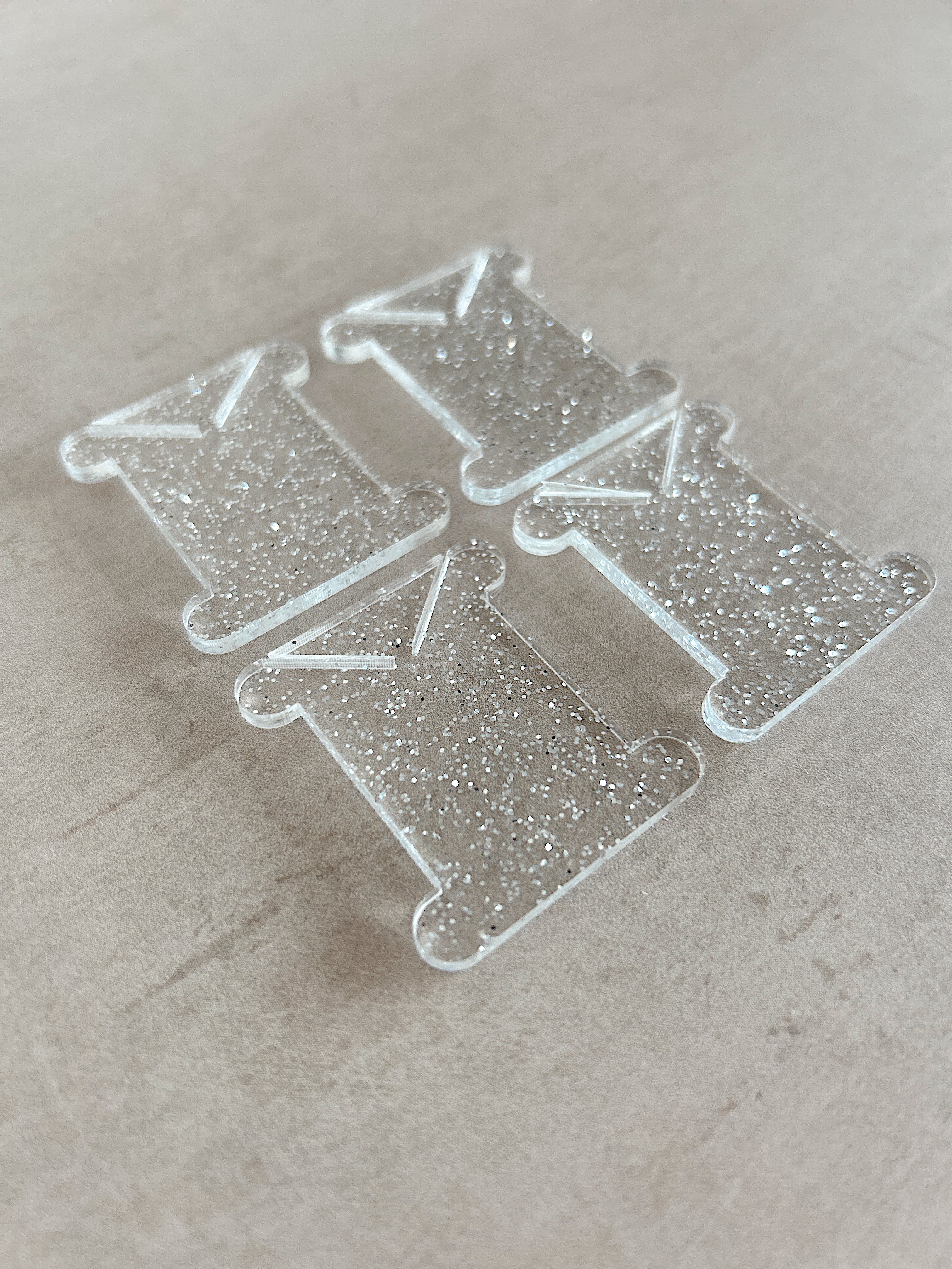 Clear Glitter Acrylic Bobbins