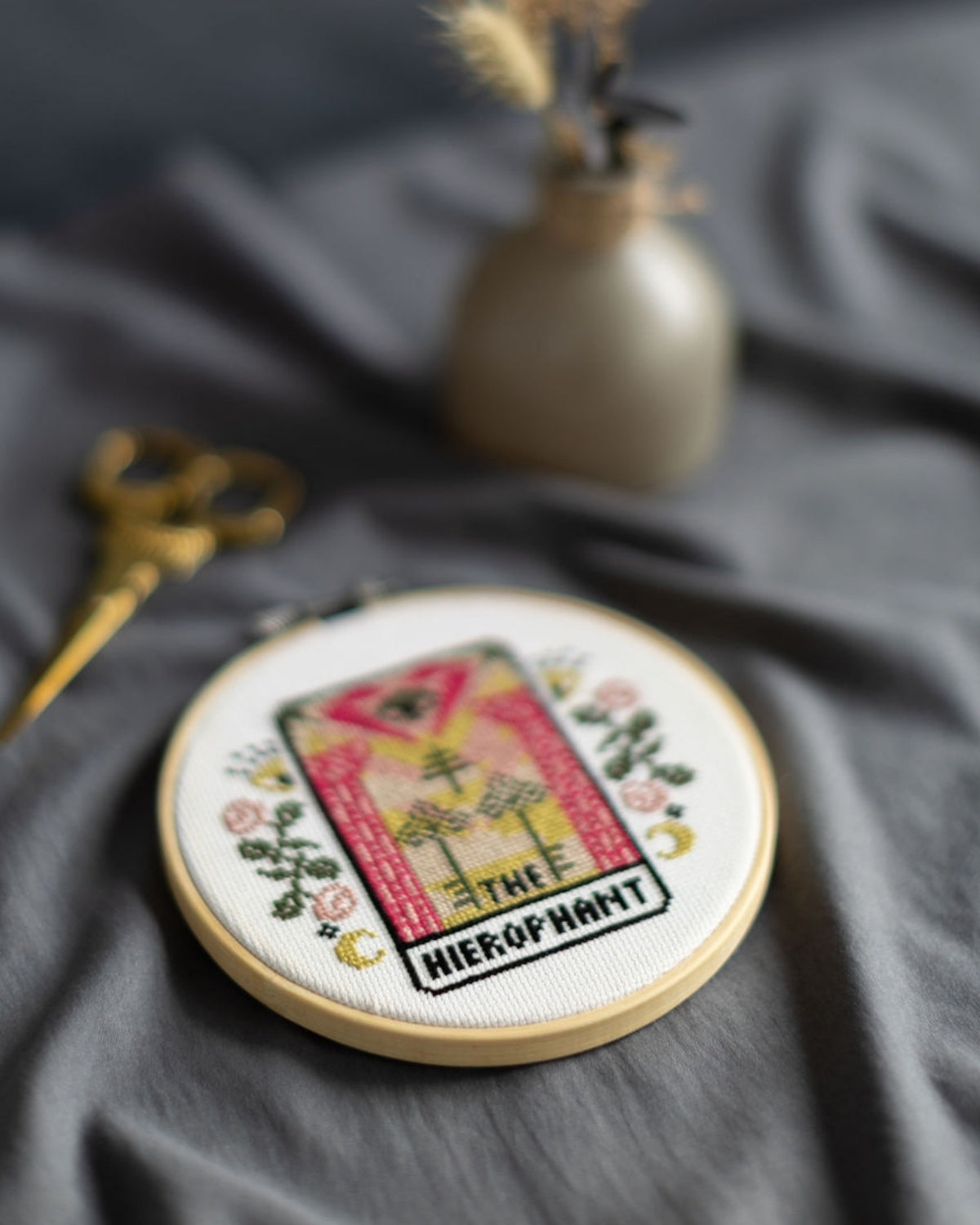 hierophant tarot cross stitch design